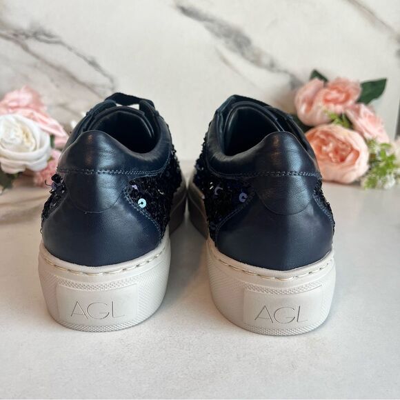 AGL Mollie Bling Sequin Embellished Platform Sneaker In Night Size 8 NEW - Picture 14 of 17